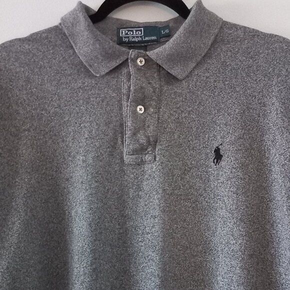 POLO RALPH LAUREN grey marl long sleeve polo shirt - Picture 4 of 11